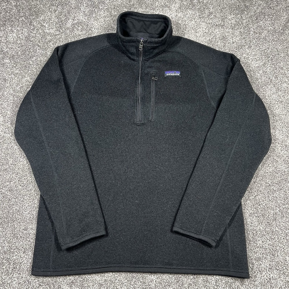 Patagonia Mens Better Sweater Medium Quarter Zip Pullover Black EUC